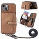 thumbnail image 1 of Funda Tipo Cartera con Correa Cruzada para iPhone 15 Protección Contra Golpes Marrón, 1 of 6