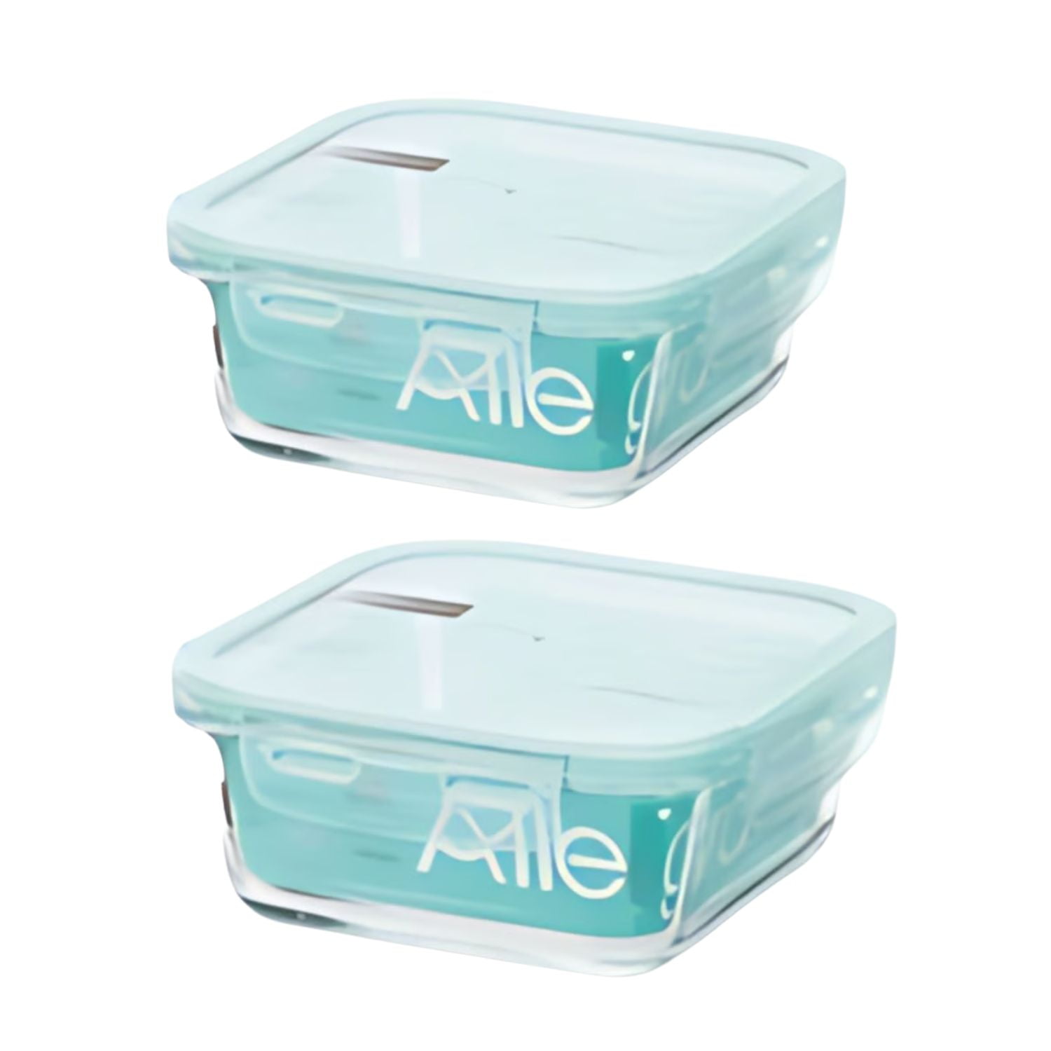 Pack 2 Contenedores Hermetico Vidrio Cuadrado 380ml Allegra