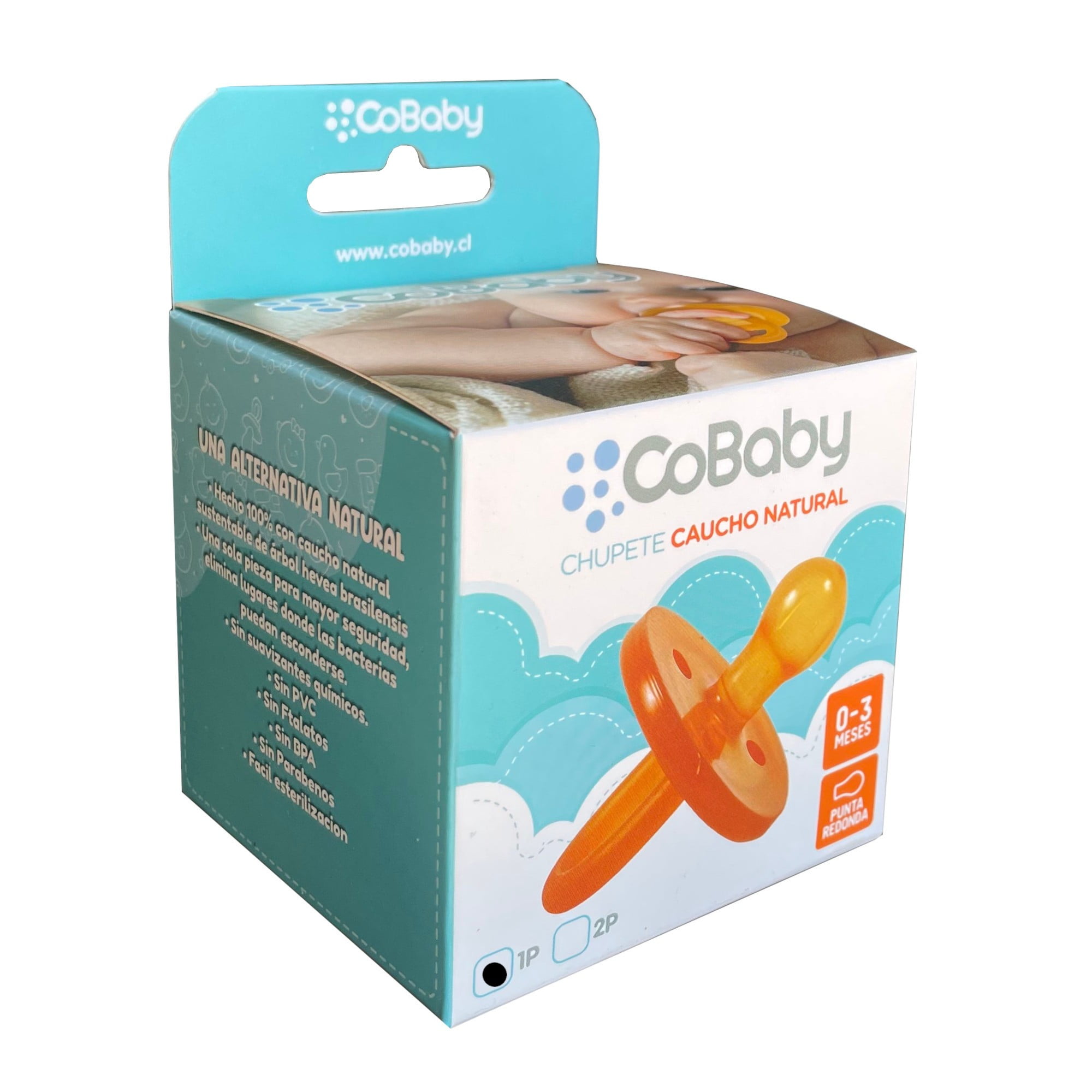 Cobaby - Chupete Caucho Natural Punta Redonda De 0 A 3 Meses