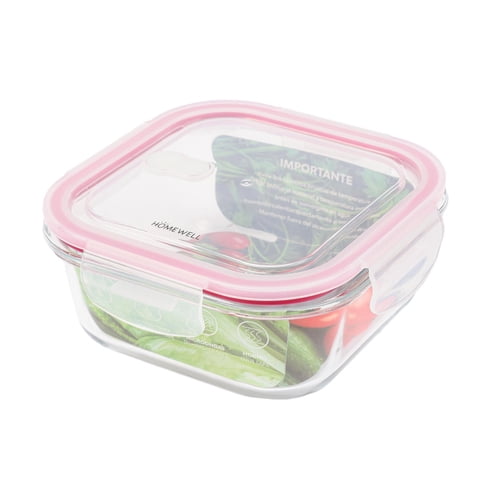 Homewell - Contenedor Hermetico Vidrio Cuadrado 800Ml