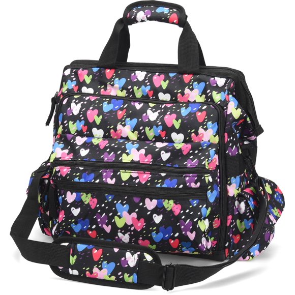 Bolso de mano Nurse Mates con corazones lluviosos y compartimento para portátil