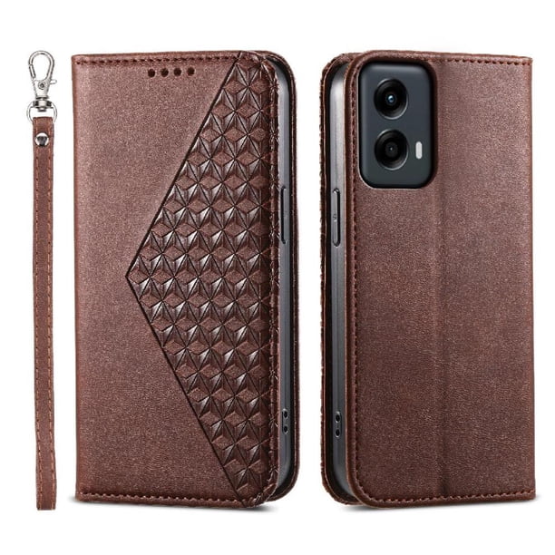 Funda Flip FOXDOCK para Motorola Moto G Stylus 5G 2024 , Estilo Billetera con Diseño Rombo, Correa de Mano y Soporte, Uso Diario
