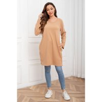 Likeshop - Polera Lisa Mujer Manga Larga Tipo Vestido Bolsillos 2007