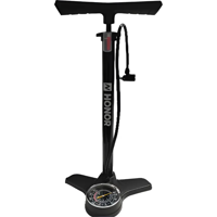 Genérico - Bombín Portátil De Pie Con Manómetro + Adaptadores Color Negro