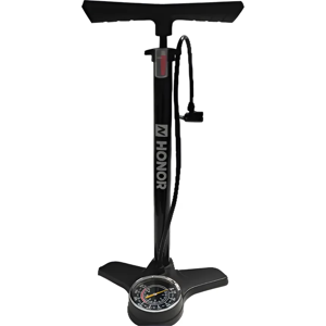 Genérico - Bombín Portátil De Pie Con Manómetro + Adaptadores Color Negro