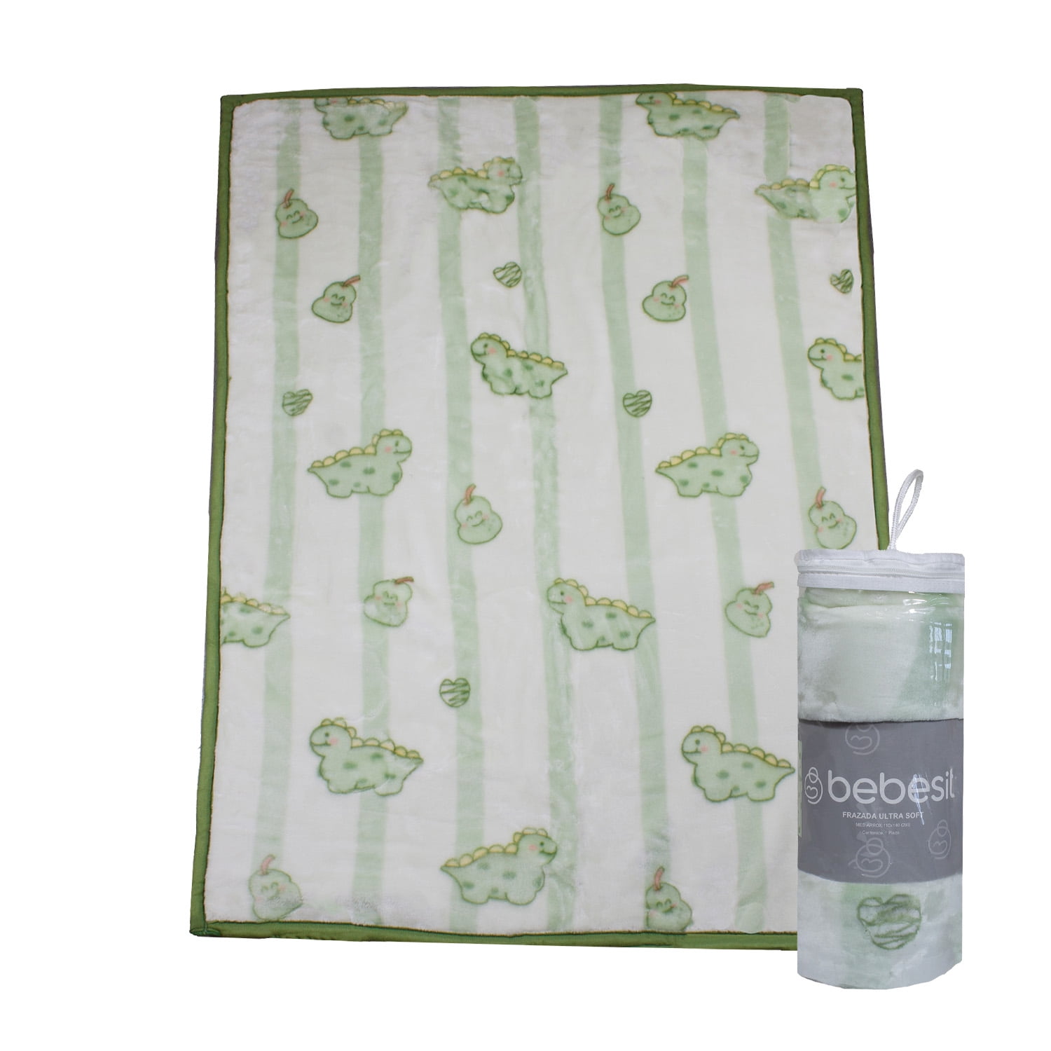Frazada Ultra Soft Dino 110x140cm Verde Bebesit