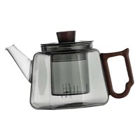 Magideal - Tetera De Hojas Sueltas, Tetera De Borosilicato Transparente Con Infusor Extraíble, Tetera De Madera Para Cocina, Tetera De Viaje, Tetera Floreciente