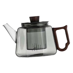 Magideal - Tetera De Hojas Sueltas, Tetera De Borosilicato Transparente Con Infusor Extraíble, Tetera De Madera Para Cocina, Tetera De Viaje, Tetera Floreciente