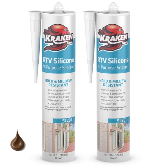 Sellador de silicona Kraken Bond Brown, impermeable, 300 ml, paquete de 2