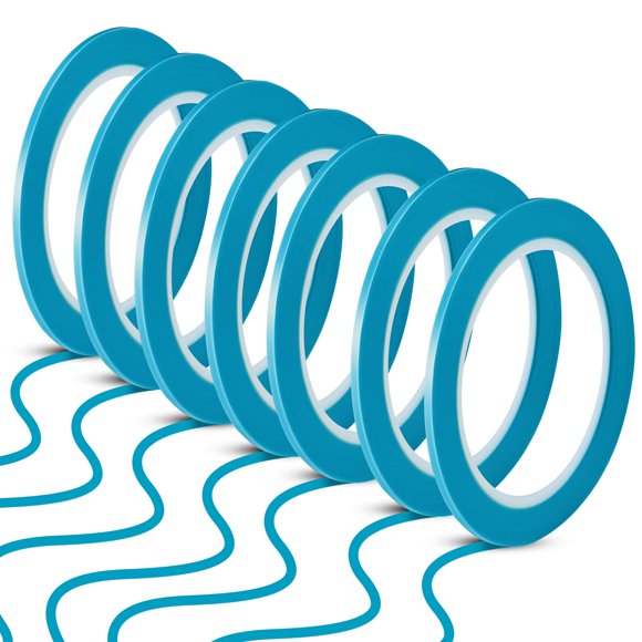 Cinta adhesiva Xuniea de vinilo a rayas finas de 3 mm, azul, 33 m, 10 rollos