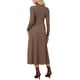 thumbnail image 3 of Vestido Suéter de Mujer Cuello Alto 2026 Manga Larga Línea A Acampanada Tejido de Punto Maxi Vestidos L Marrón, 3 of 6