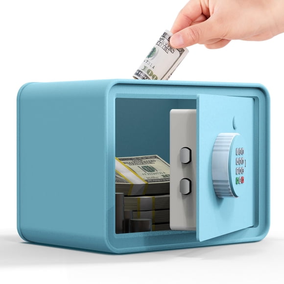 Caja fuerte mini GOLDENKEY Safe azul 18 cm × 24 cm