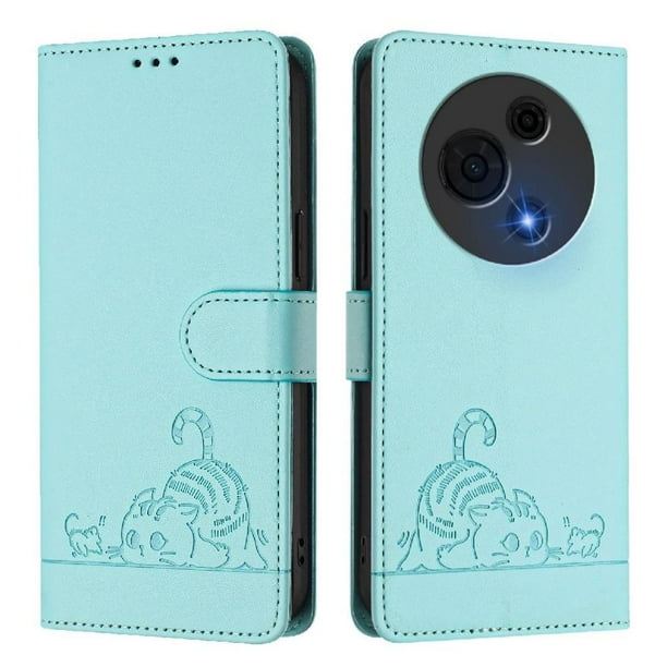 Funda tipo cartera FOXDOCK para TCL 60 NxtPaper con soporte, ranuras, RFID, diseño de gato