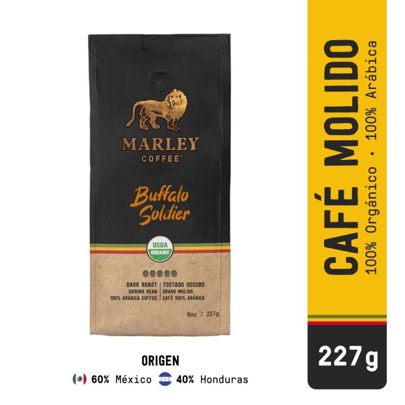 Café Orgánico Bufalo Soldier Bolsa 227 g Marley Coffee