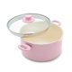 thumbnail image 1 of Stockpot GreenLife de cerámica antiadherente de 6 cuartos de galón con tapa de vidrio, color rosa, 1 of 6