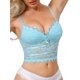 thumbnail image 1 of INSPIRE CHIC Camisola de Encaje para Mujer Escote Profundo Sin Mangas con Tirantes Tanque Transparente Malla en la Espalda con Copa Delgada M Azul Claro, 1 of 5