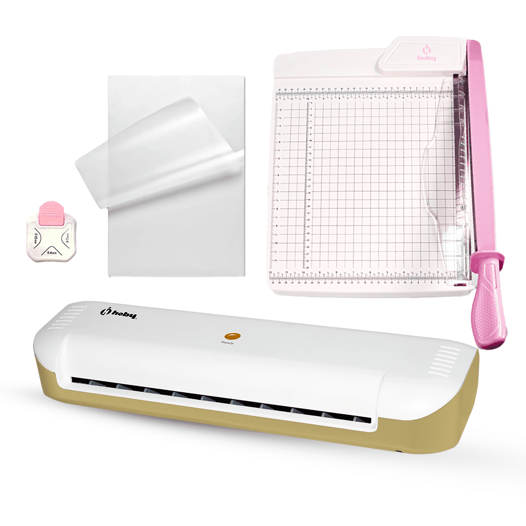 Hobypress - Kit Plastificadora Laminadora Gold Hoby A4 + Guillotina 30cm