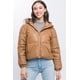 thumbnail image 1 of Chaqueta Puff Con Capucha Y Cierre De Cuero Sintético Pu Camel, 1 of 5