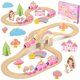 thumbnail image 1 of Hot Bee Pink Wooden Train Set, Girls Birthday Gift Unicorn T, 1 of 3