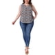 thumbnail image 2 of Top de talla grande para mujer sin mangas con estampado floral, blusa de tirantes con cuello en V, camisetas 3X azul marino, 2 of 6