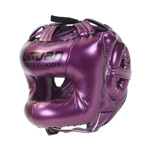 Ioensy - Casco De Boxeo Protección De Cabeza Acolchada Ajustable Para Sanda Karate Grappling L Púrpura