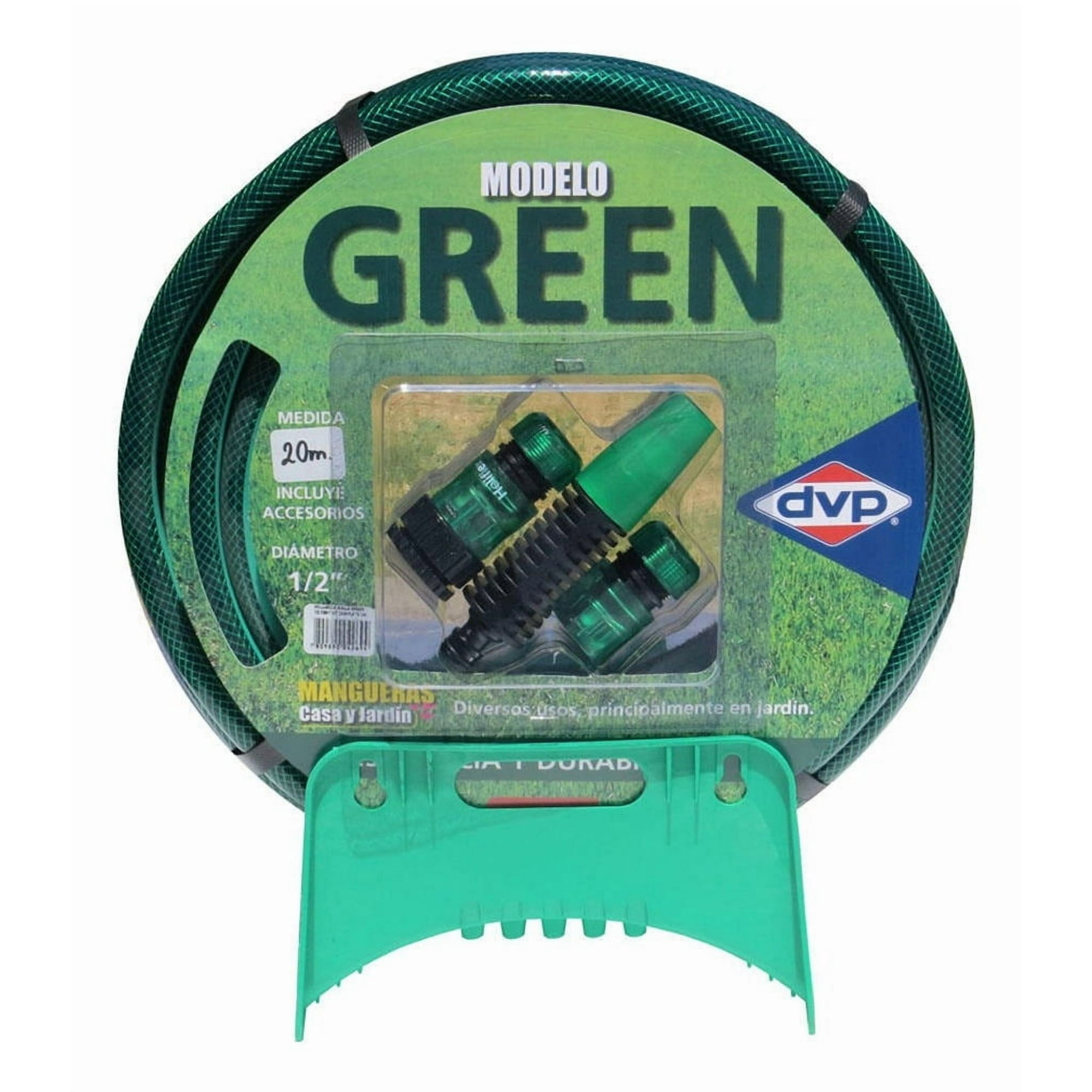 Manguera Pvc Malla 1/2'' 20 Mts Con Kit Completo Verde Dvp