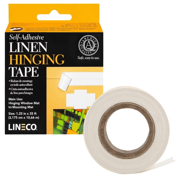 Cinta de Lino Autoadhesiva Lineco para Bisagra 3.2 cm x 10.7 m Blanca