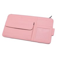 Magideal - Organizador Para Visera De Coche, Tarjetero, Multifuncional, Práctico, Pu, Gran Capacidad, Bolsillo De Almacenamiento, Organizador De Teléfono Móvil P Rosa