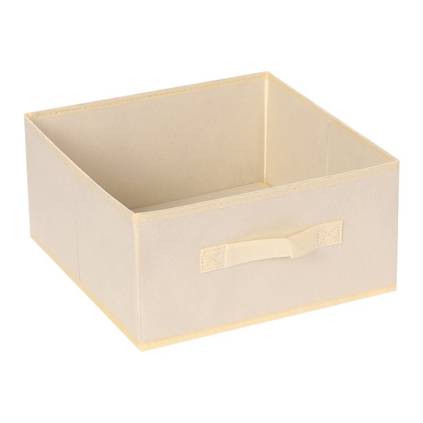 Cubo de almacenamiento de tela REGALWOVEN con asa, contenedor de almacenamiento para estantes de armario, cesta de almacenamiento plegable para organizar ropa y libros beige 11.8*11.8*5.9in