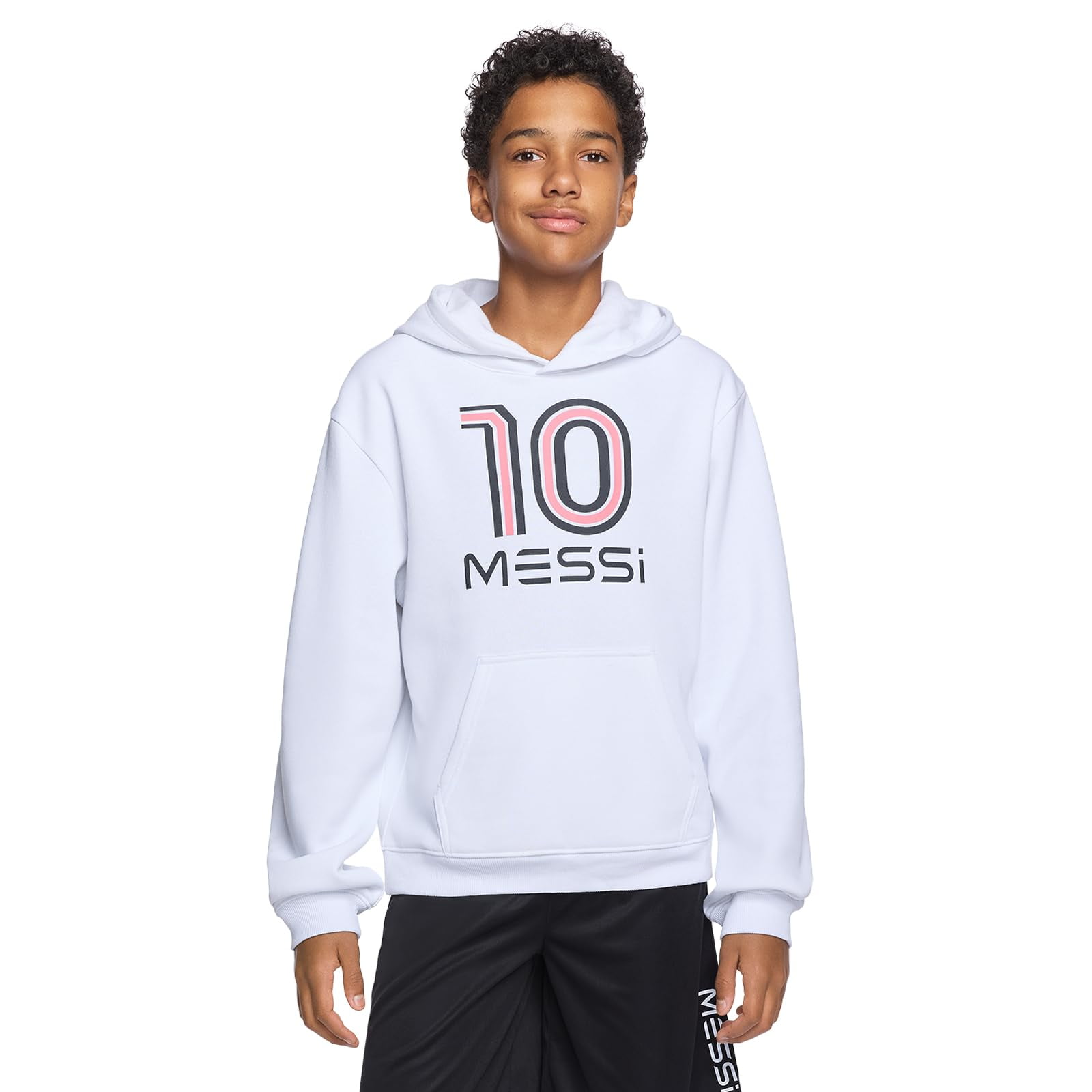 Sudadera Con Capucha Para Niño Messi, Manga Larga, Polar Blanco