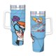 thumbnail image 4 of El Laboratorio de Dexter Vaso aislado de acero inoxidable con asa, diseño temático, regalo para familia, amigos y fans; incluye pajita y encaja en el portavasos estándar, 40 oz, 4 of 6