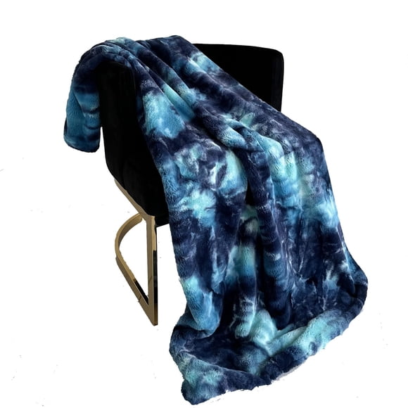 Manta decorativa Plutus Brands Fureal de piel sintética azul 150 x 210 cm