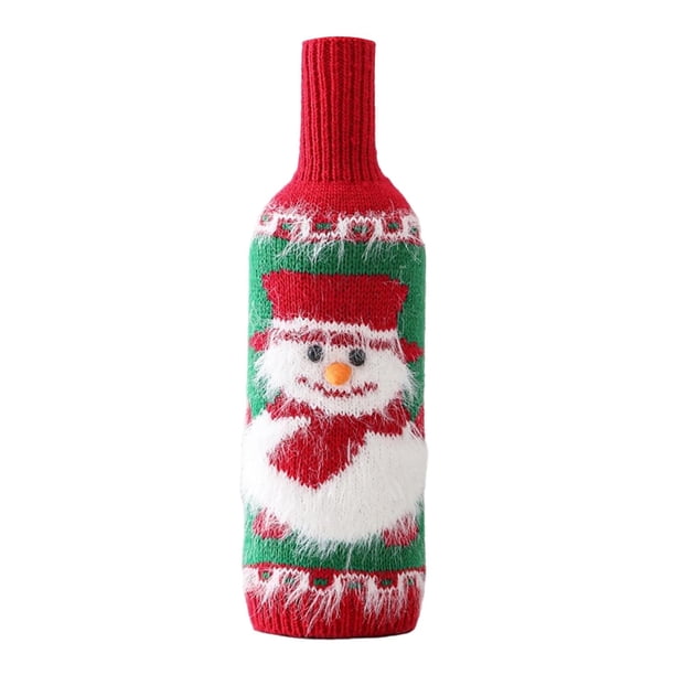 Funda para botella de vino navideña, bolsa para botella navideña, suéter tejido a mano, bolsa para botella de vino, decoración navideña, bolsa para Muñeco de nieve navideño