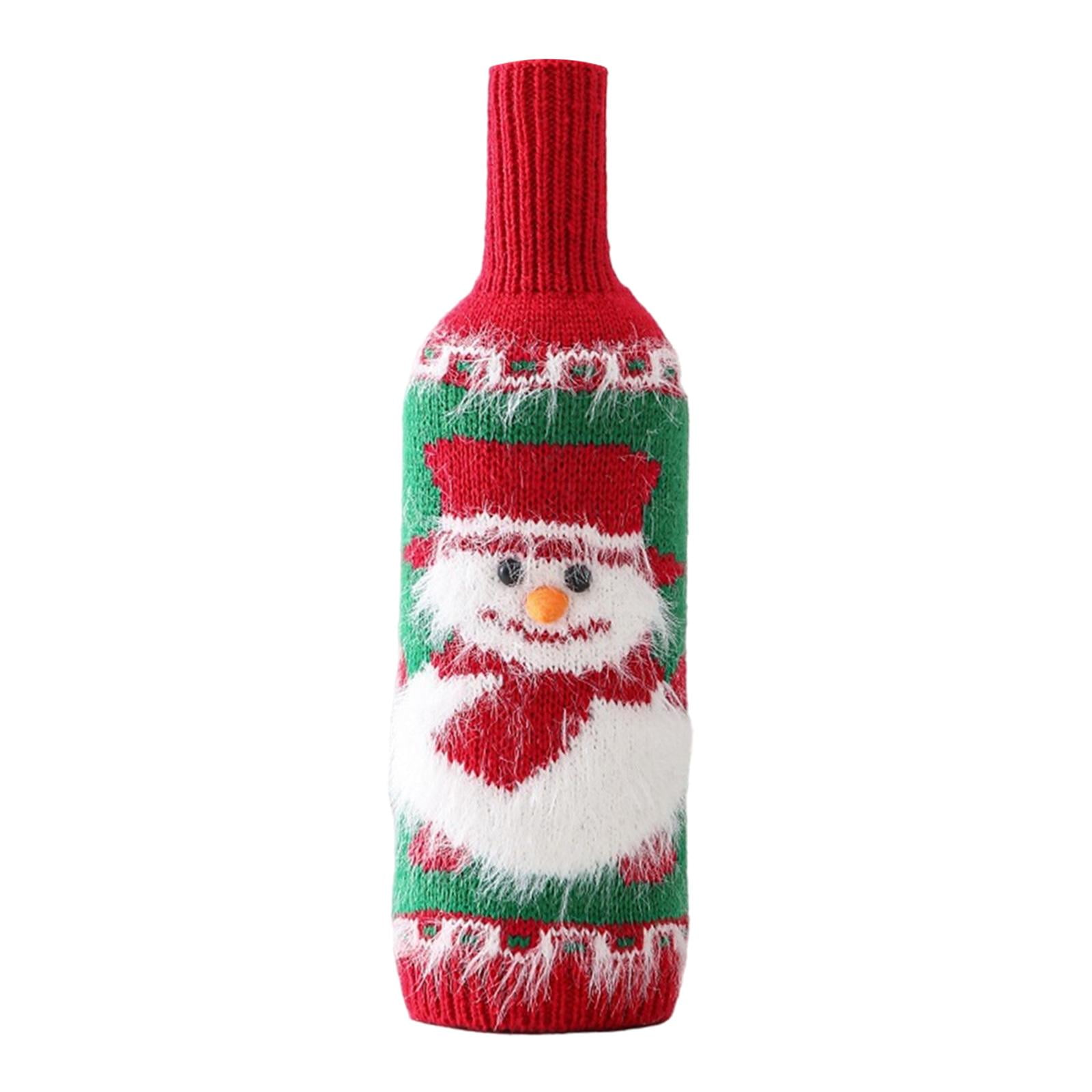 Magideal - Funda Para Botella De Vino Navideña, Bolsa Para Botella Navideña, Suéter Tejido A Mano, Bolsa Para Botella De Vino, Decoración Navideña, Bolsa Para Muñeco De Nieve Navideño