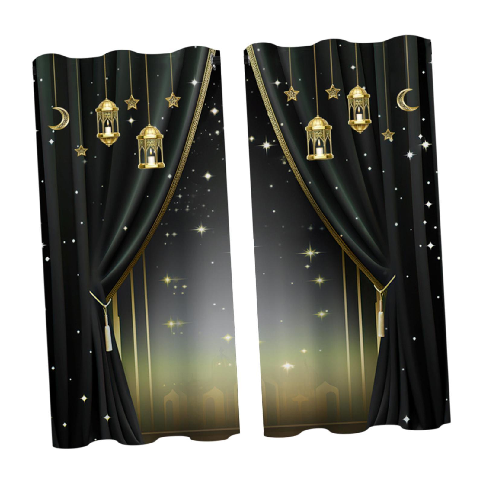 Magideal - Cortinas De Ramadán, Decoración De Ramadán, 2 Paneles, Elegantes Cortinas Decorativas Con Estrellas Para Sala De Estar Interior. Estilo B