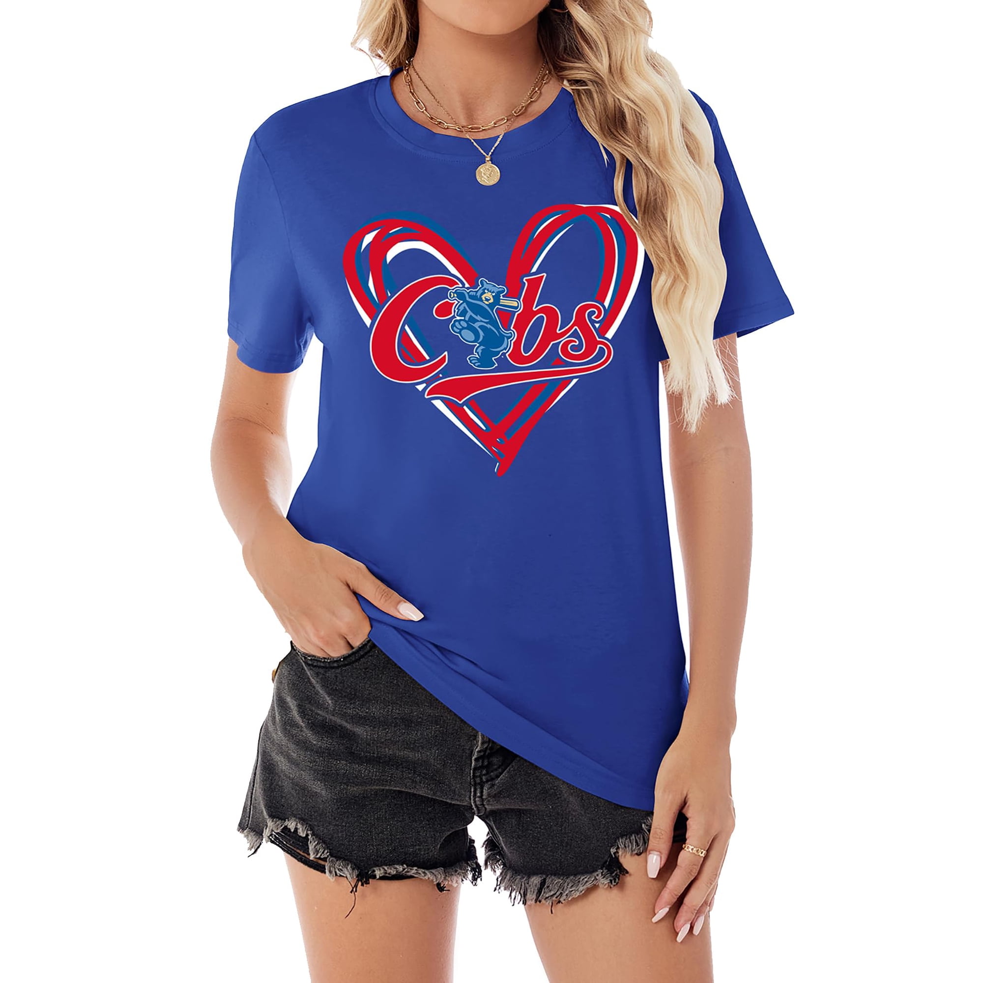 Remera De Béisbol Talovee Para Mujer Casual Manga Corta Azul