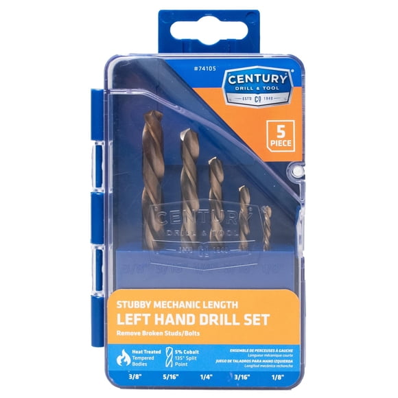 Juego de Brocas de Mano Izquierda Century Drill & Tool 74105, 5 Piezas