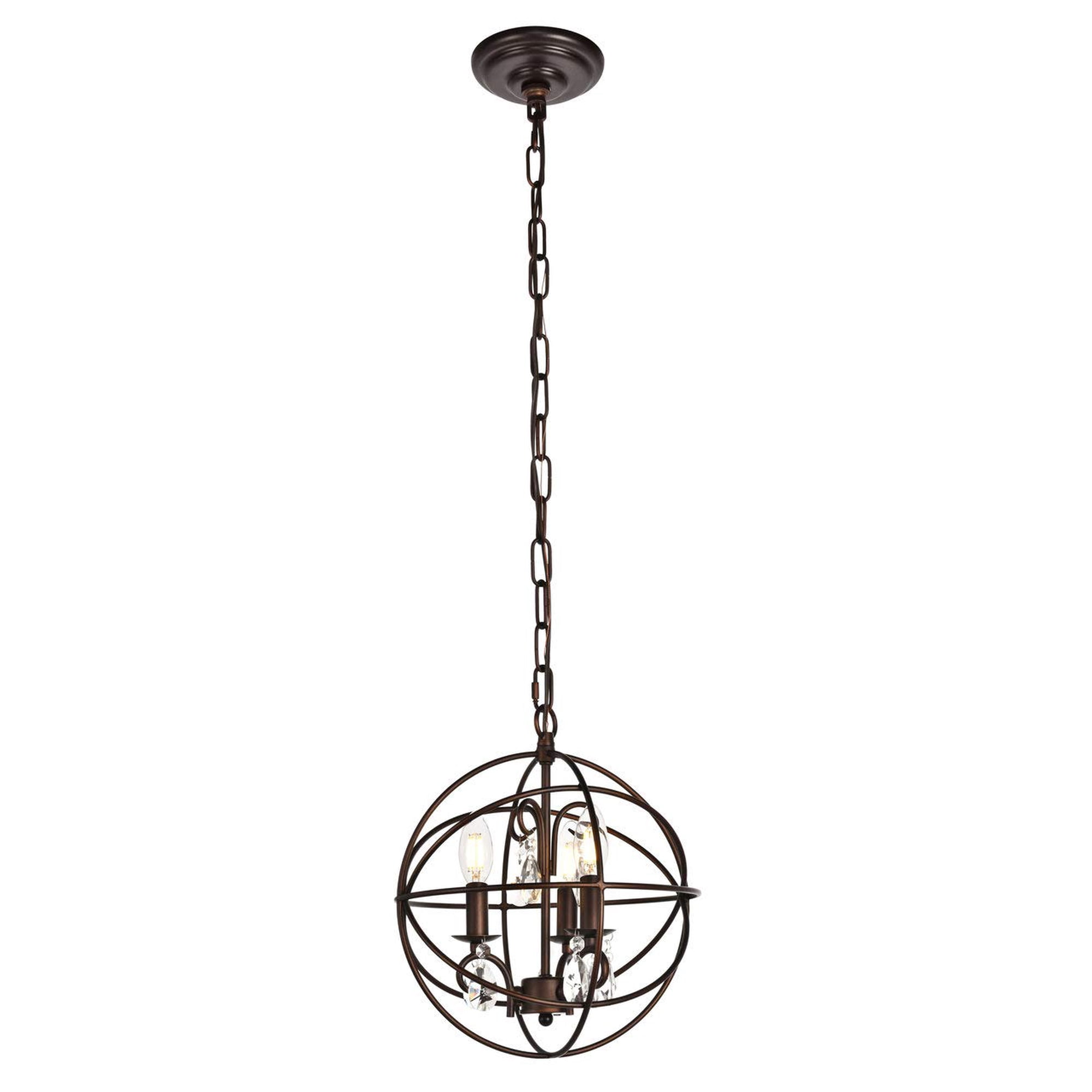 Lámpara Colgante Elegant Lighting Wallace De 3 Luces Cobre Oscuro