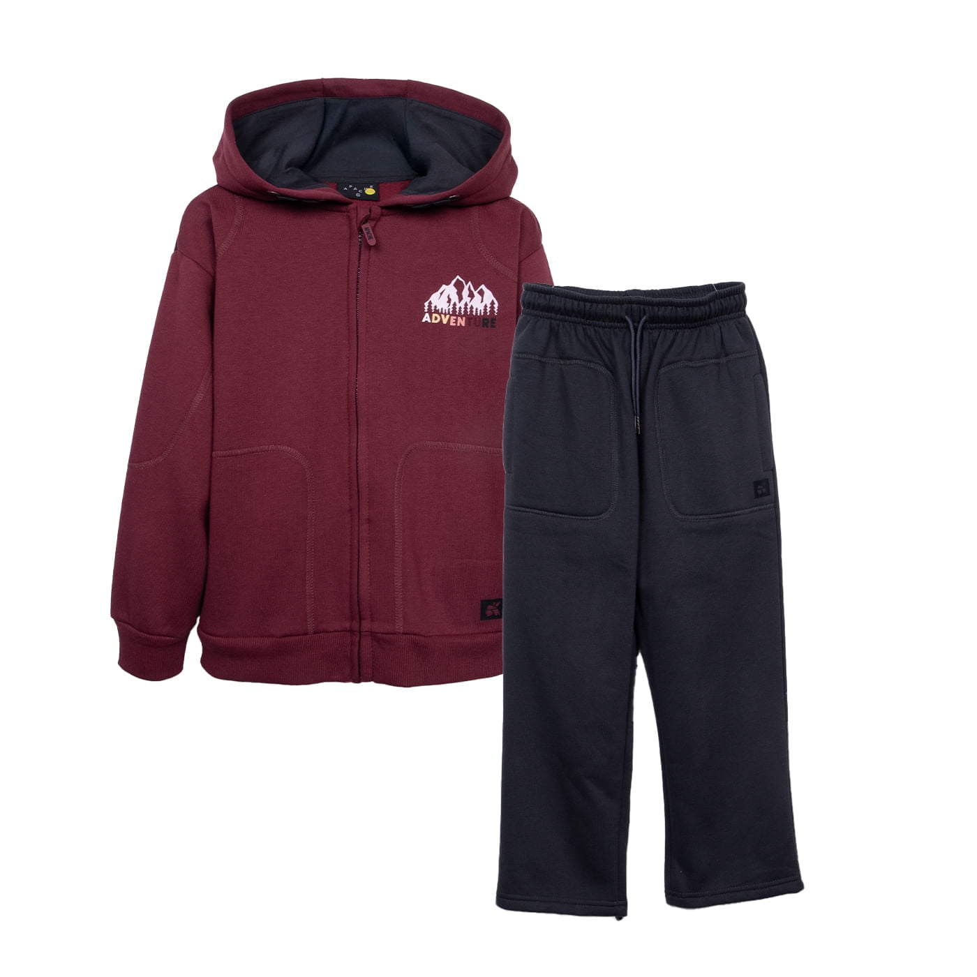 Pillin - Buzo Niño Pantalón Recto Y Polerón Con Cierre Burdeo