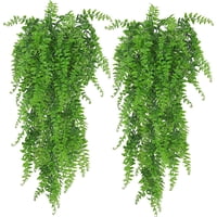 Xusx111 - 2Pcs Plantas Artificiales Boston Helechos Viñas Falsas Colgando Hiedra Decoración Plástico Verde Para La Pared Interior Al Aire Libre Cestas Colgando Boda Guirnalda Decoración (81 Malla De L