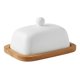 thumbnail image 1 of Mantequera Porcelana Blanca Tirador Esferico Base Bambu MV, 1 of 3