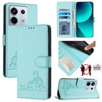 Funda Tipo Cartera Foxdock Para Xiaomi Redmi Note 13 Pro 5G Con Soporte, Ranuras, Rfid, Diseño De Gato
