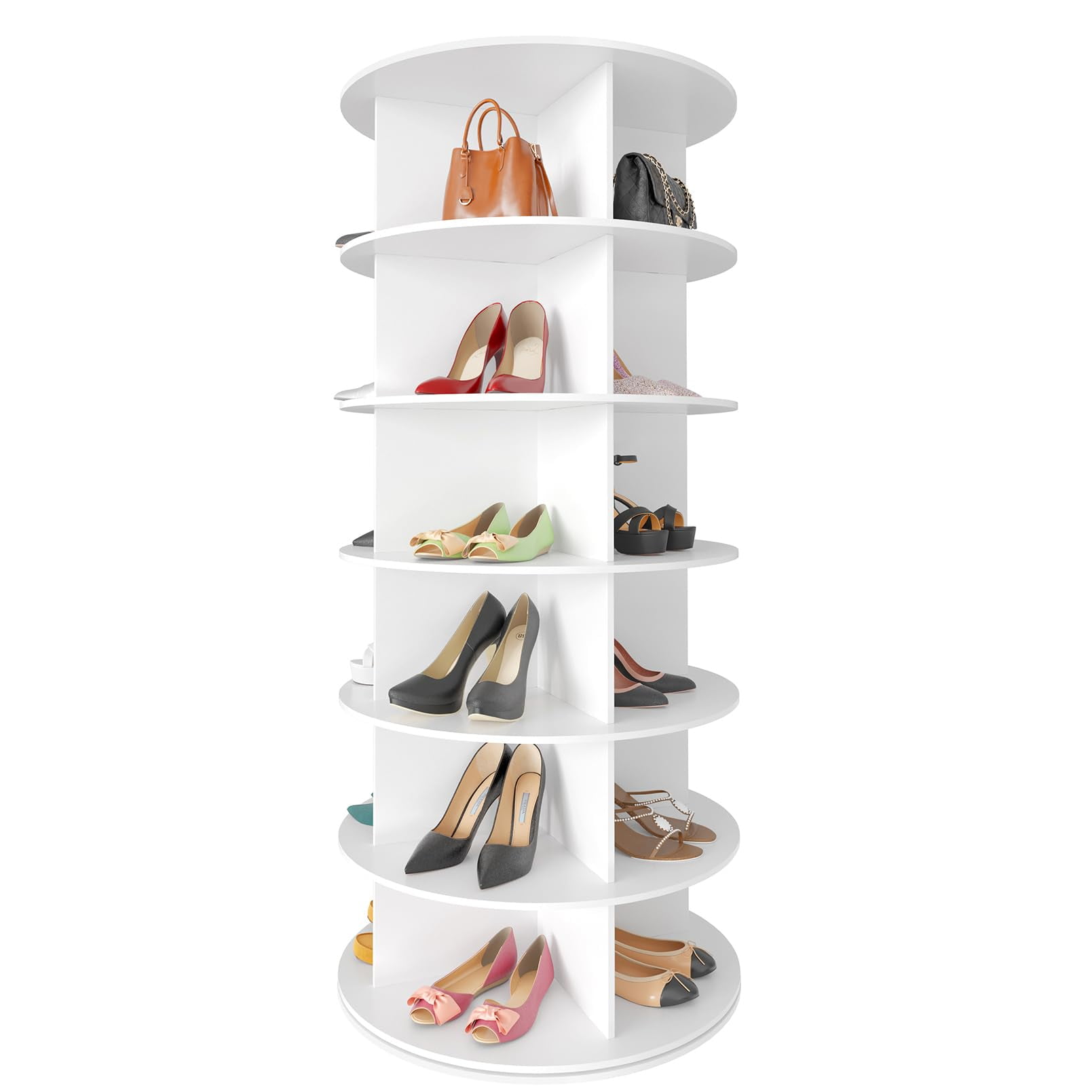 Zapatero Spaceaid De Almacenamiento Giratorio De 6 Niveles, Color Blanco, 54,2 Cm