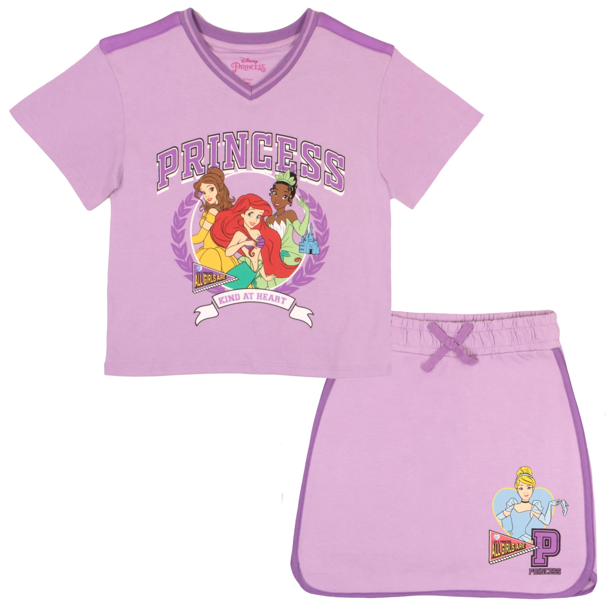 Conjunto Para Niñas De 2 Piezas Disney Princesas Con Remera Y Falda-pantalón