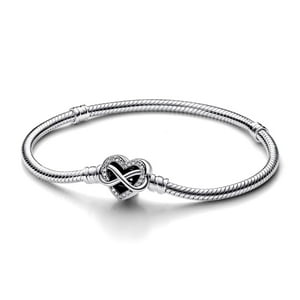 Pulsera Pandora Moments Cadena Serpiente Cierre Corazón Infinito Brillante