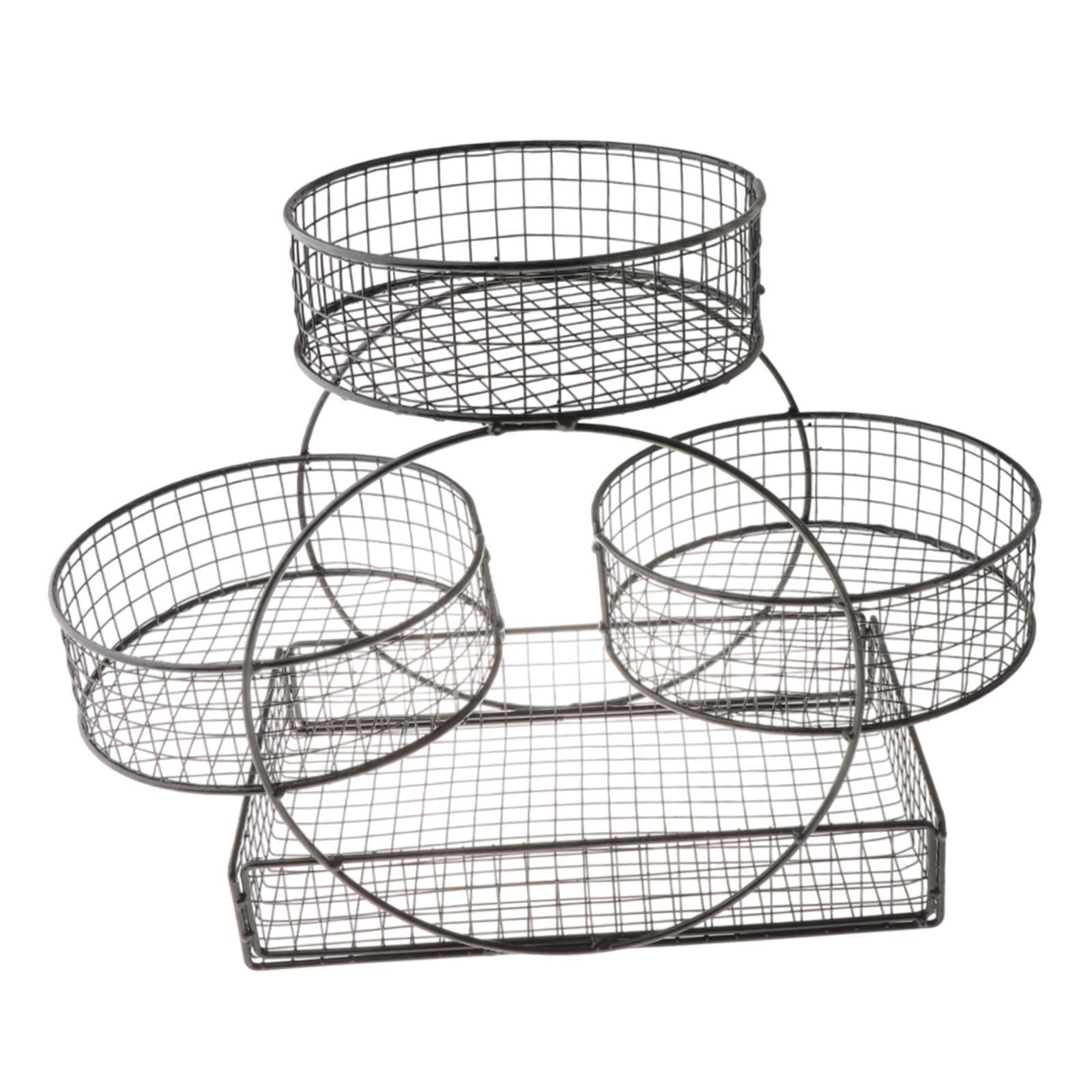 Bothyi - Cesta De Frutas Escalonada, Rejilla De Hierro Para Encimera De Cocina, Para Patatas, Aperitivos, Pan, Color Negro