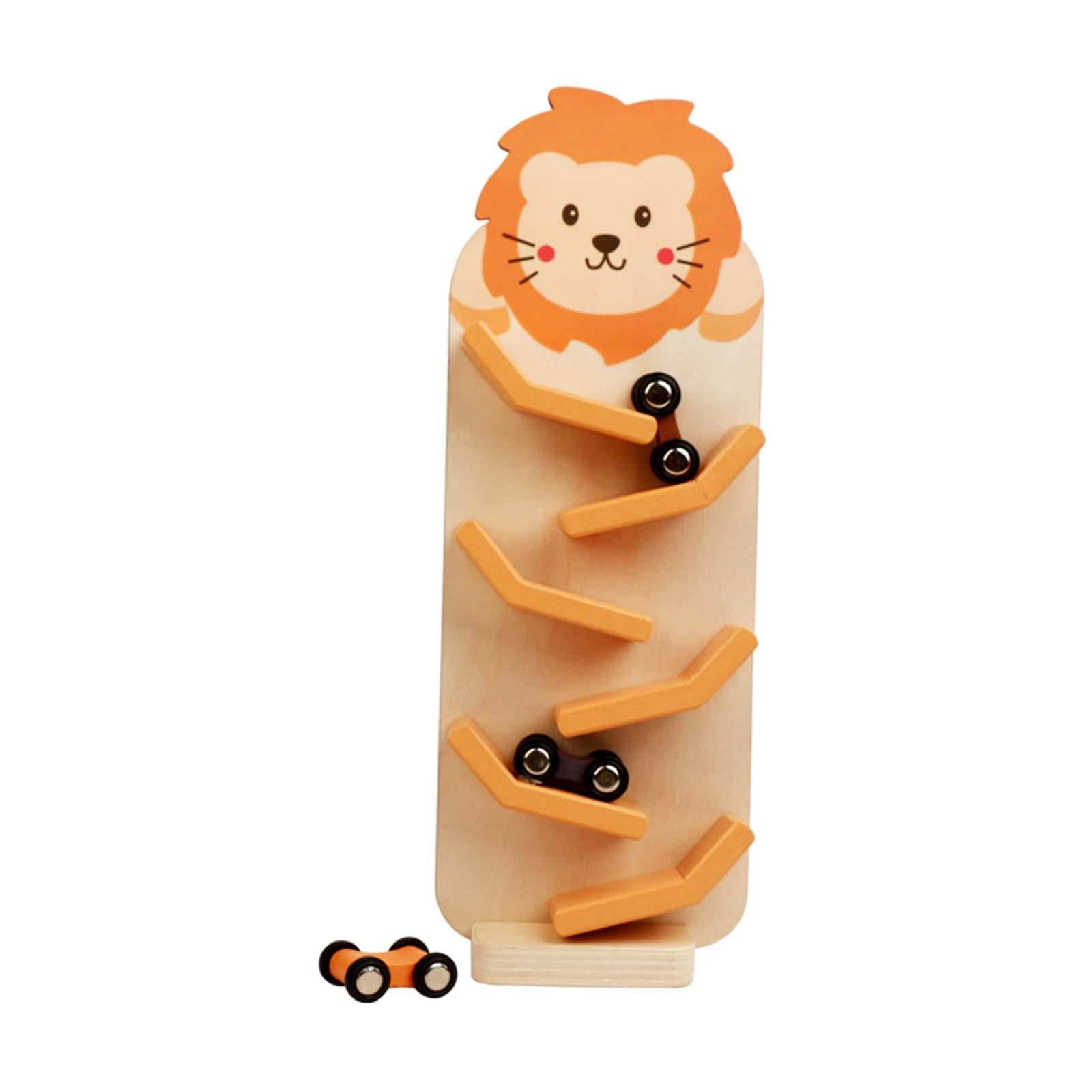 Bothyi - Rampa De Madera Para Coche, Juguete Con Forma De Coche En Zigzag Para Niños De 1 Año De Jardín De Infantes, Niñas, Patrón De León