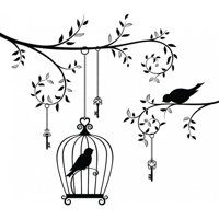 Rienda Libre Graphics - Decomural Vintage Bird Cage Tree Branch Ws-47177