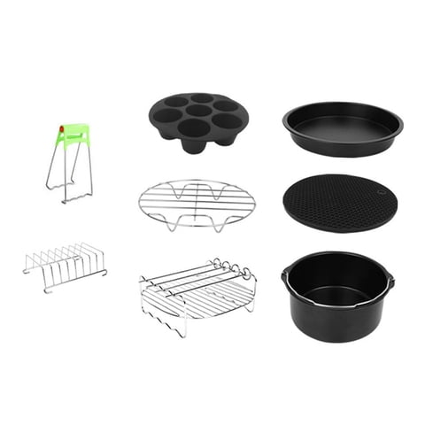 Magideal - 8Pcs 7 Pulgadas Accesorios Para Freidoras De Aire Estante Para De Material Acero Abrazadera De Soporte De Metal De Material Acero Almohadilla De Silicona Con