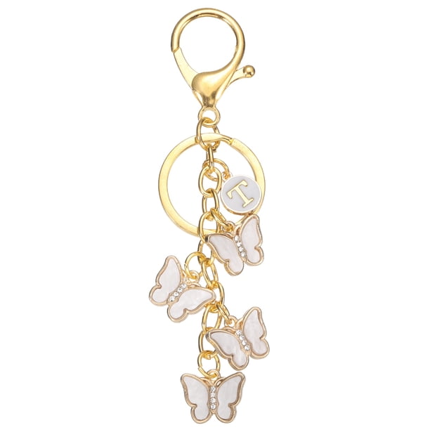 Llavero de Letra Inicial de Mariposa Uxcell, Alfabeto T Personalizado Llavero de Metal Blanco